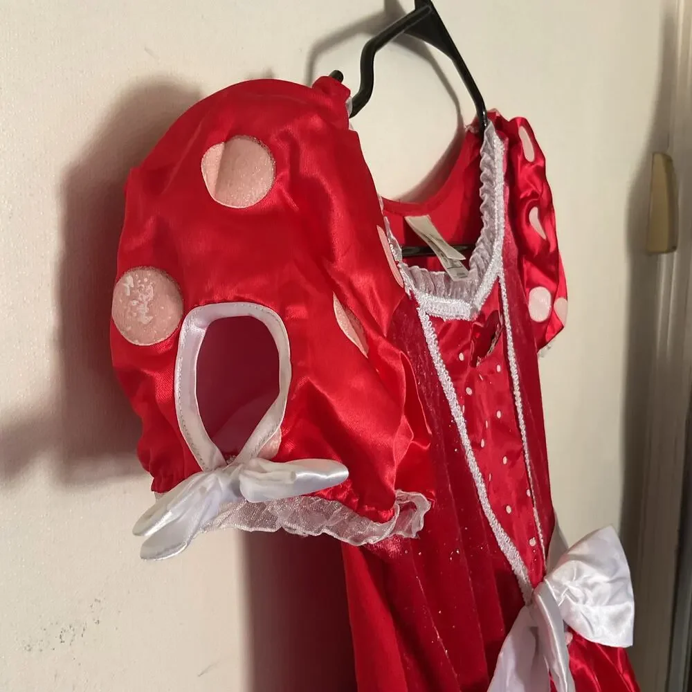 Disney Store Minnie Mouse Costume Dress Girls 7/8 Red Polka Dot Halloween